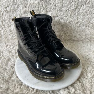 Dr. Martens Delaney Size 6 Black Patent Leather Combat Boots